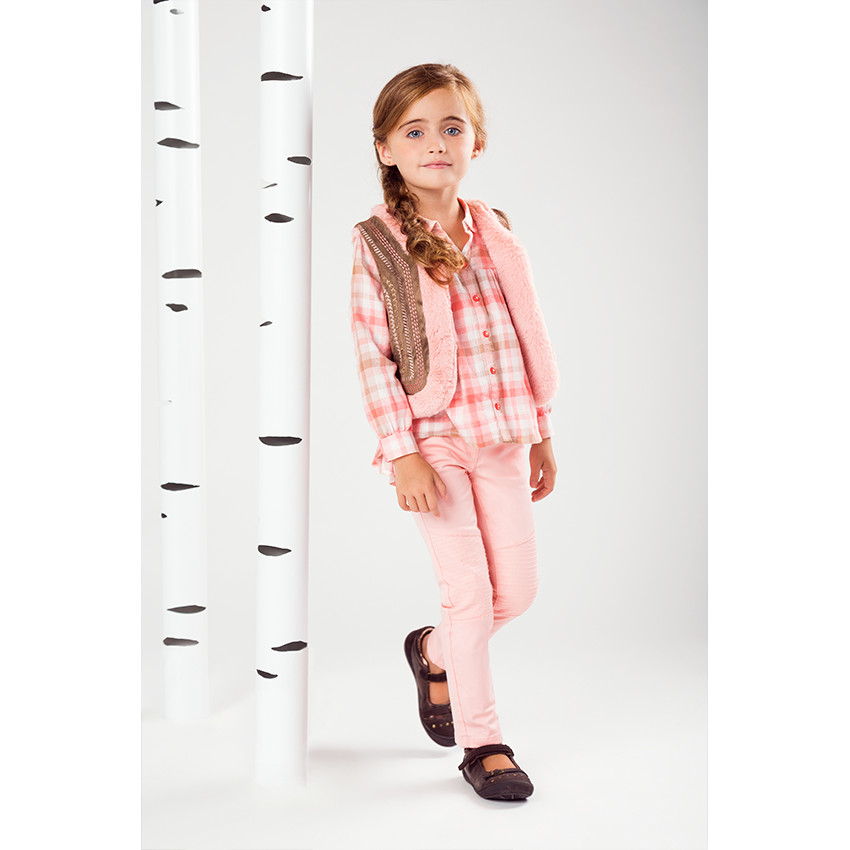 Chemise liquette à carreaux multicolores et fils bronze 