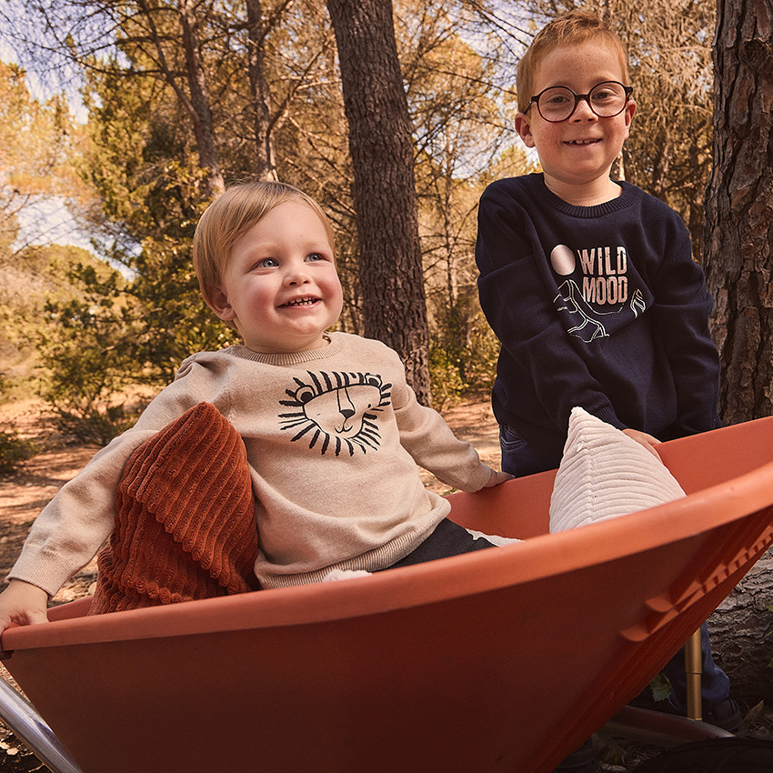 Pull en tricot uni print fantaisie pour garçon 