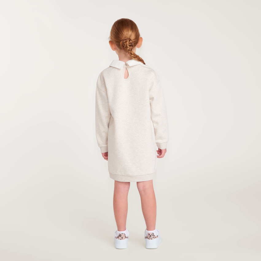Robe effet sweat fille avec col chemise et imprimé university 