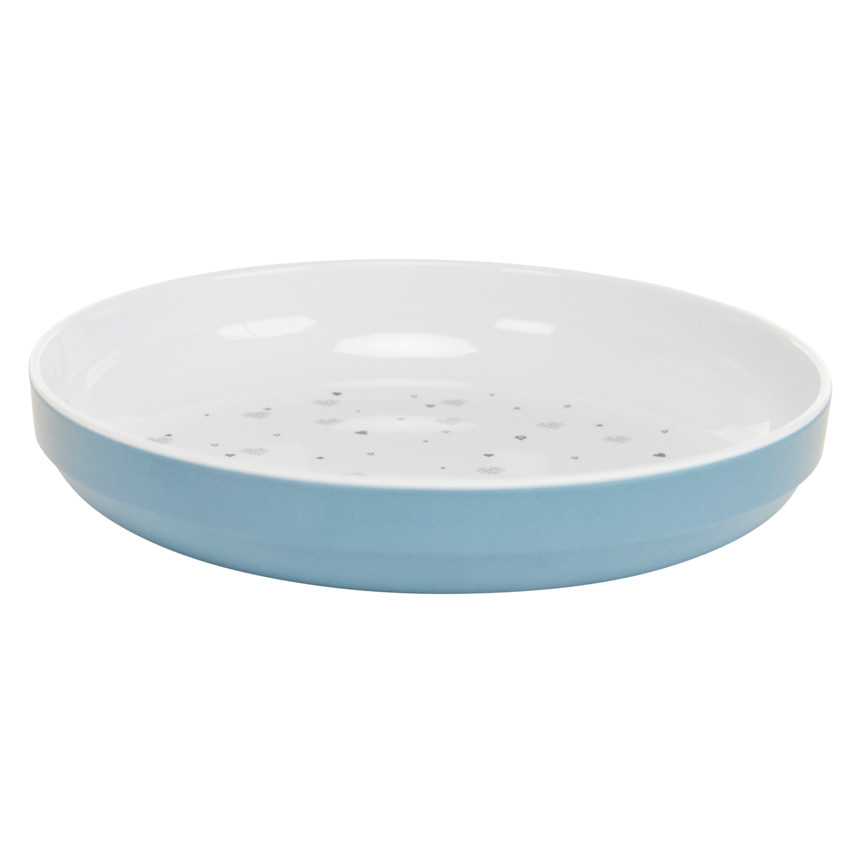 Assiette en mélamine imprimé cœurs bleu 