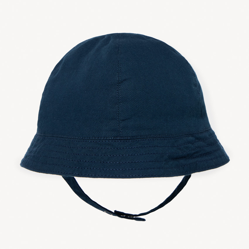 Bob en toile uni avec broderie bateau pour bébé garçon 