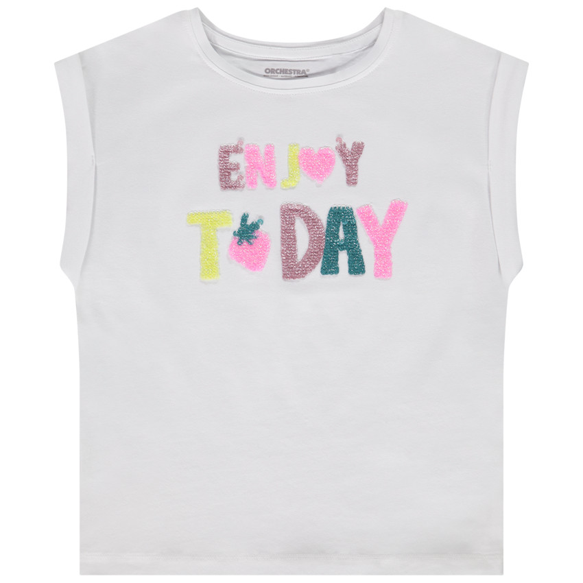 T-shirt manches courtes en jersey avec sequins magiques pour fille 
