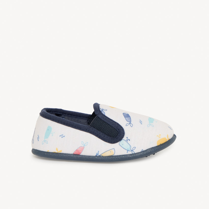 Chaussons bas imprimé baleines pour bébé garçon 