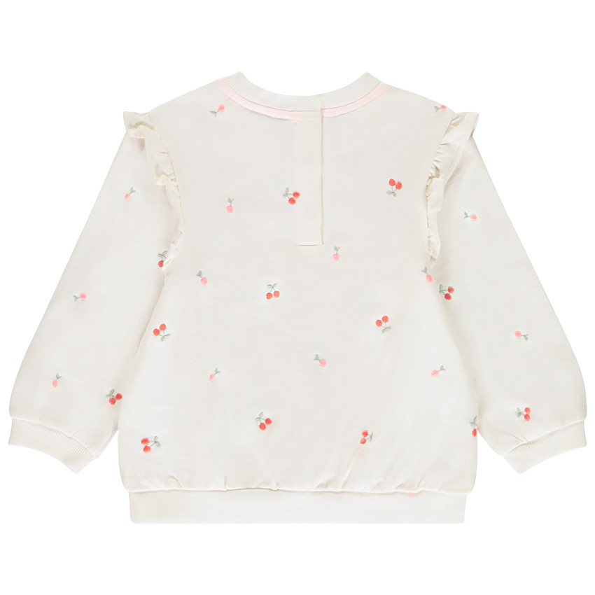 Sweat molleton brodé et volanté pour bébé fille  