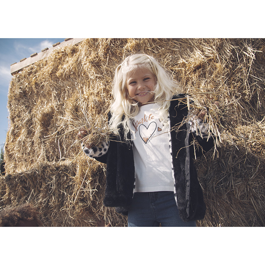 Manteau à capuche en sherpa doublé sherpa pour enfant fille 
