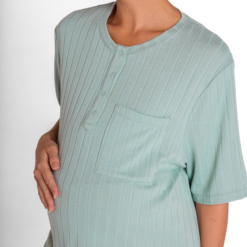 T-shirt de pyjama de grossesse manches 3/4 côtelé 