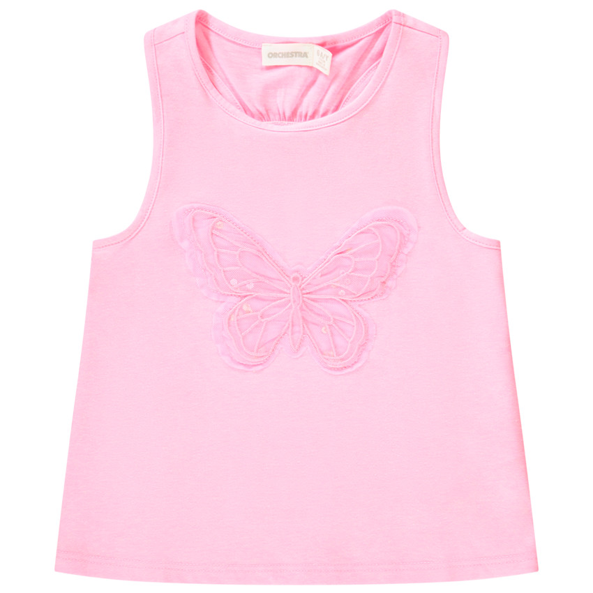 Débardeur patch papillon en tulle et sequins fille 