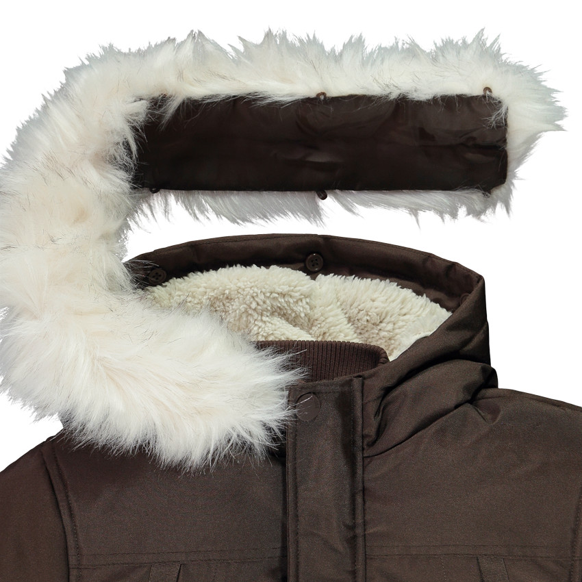 Parka uni en toile avec capuche effet fourrure pour garçon  