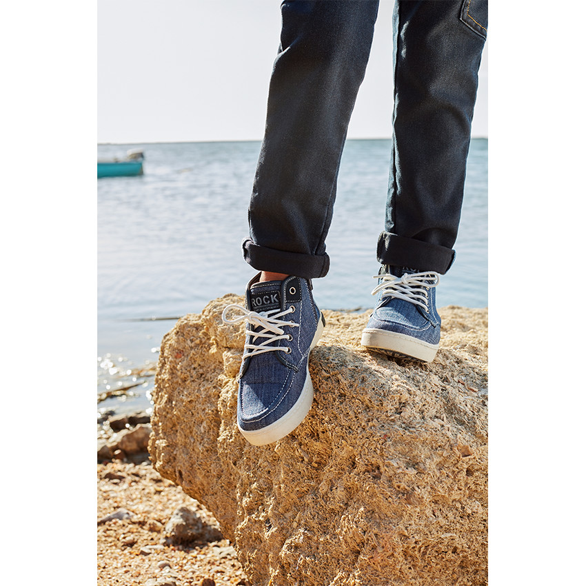 Bottillons aspect jeans à lacets et zip du 28 au 35 