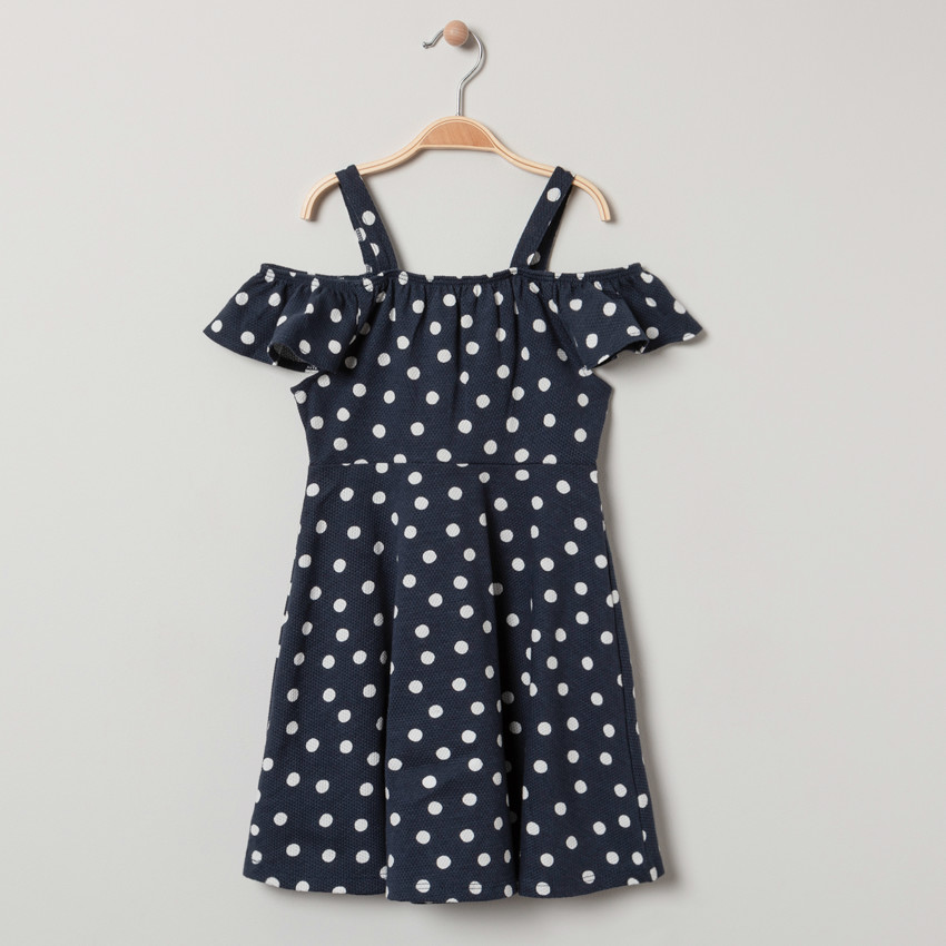 Robe à bretelles imprimée pois pour fille 