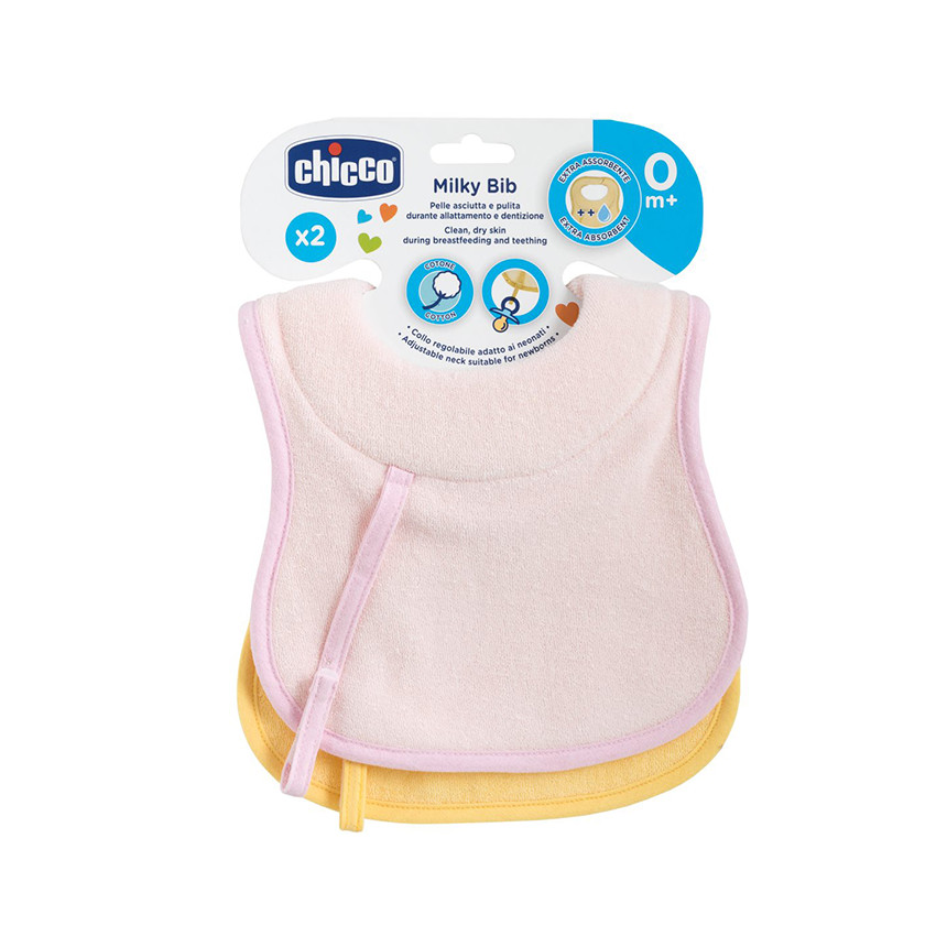 Lot de 2 bavoirs d’allaitement et de succion 0m+ - Rose/jaune 