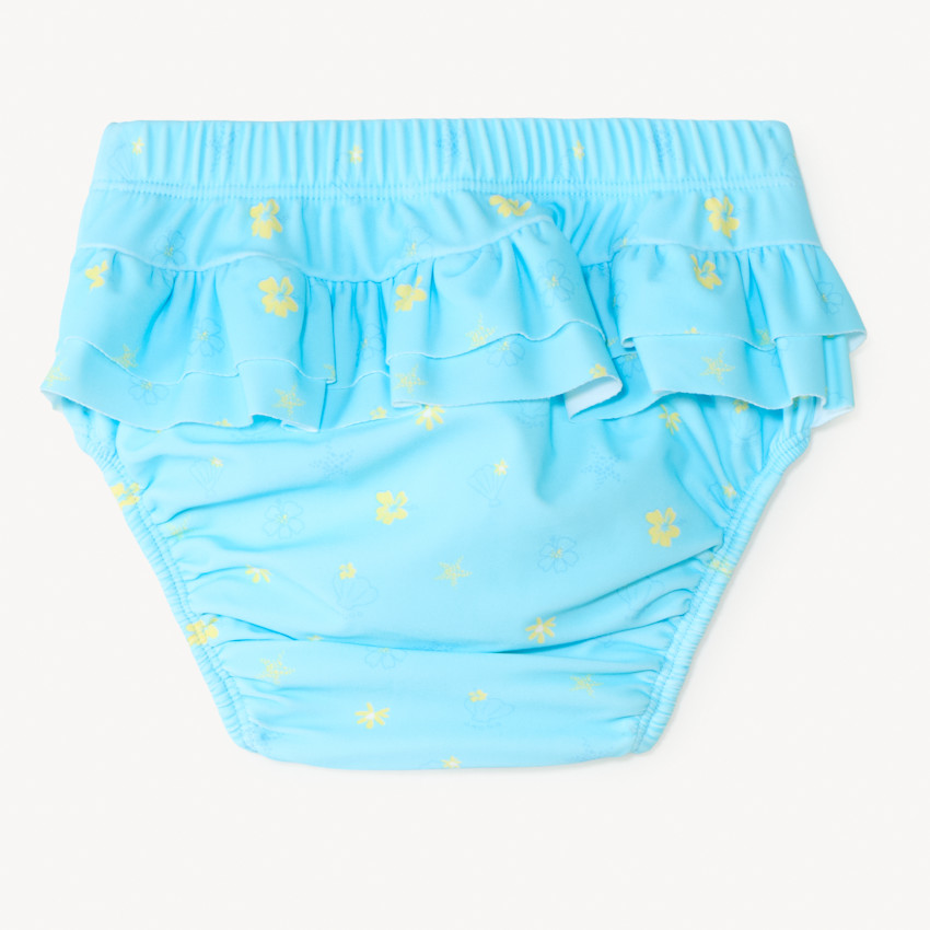 Couche-culotte de bain imprimé coquillages avec volants pour bébé fille 