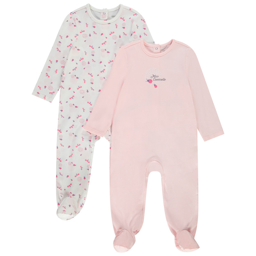 Lot de 2 dors-bien en jersey print coccinelle pour bébé fille 