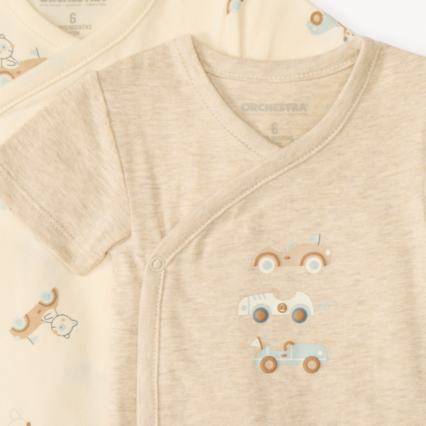 Lot de 5 bodies manches courtes motifs voitures pour bébé garçon (ouvertures différentes selon l'âge) 