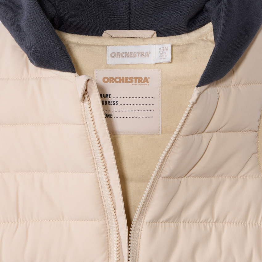 Doudoune sans manches ludique bi-matière pour bébé garçon 