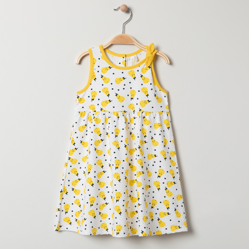 Robe sans manches en coton bio à poires imprimées all-over 