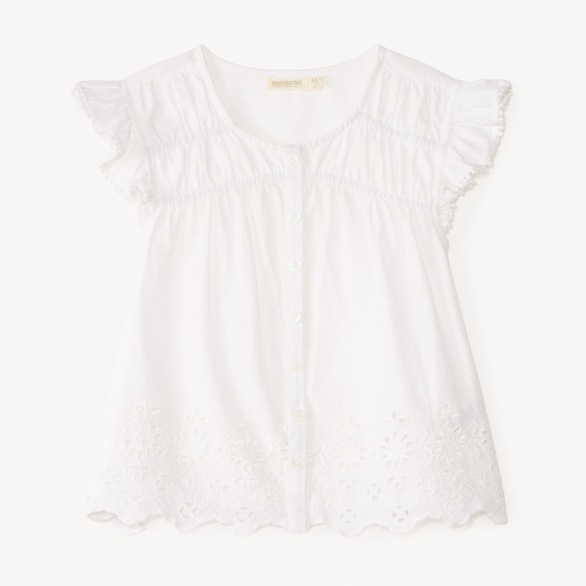 Tunique manches courtes en voile fantaisie uni pour fille