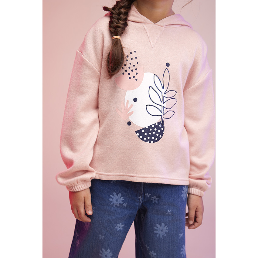 Jean flare en denim imprimé fleurs pour fille 