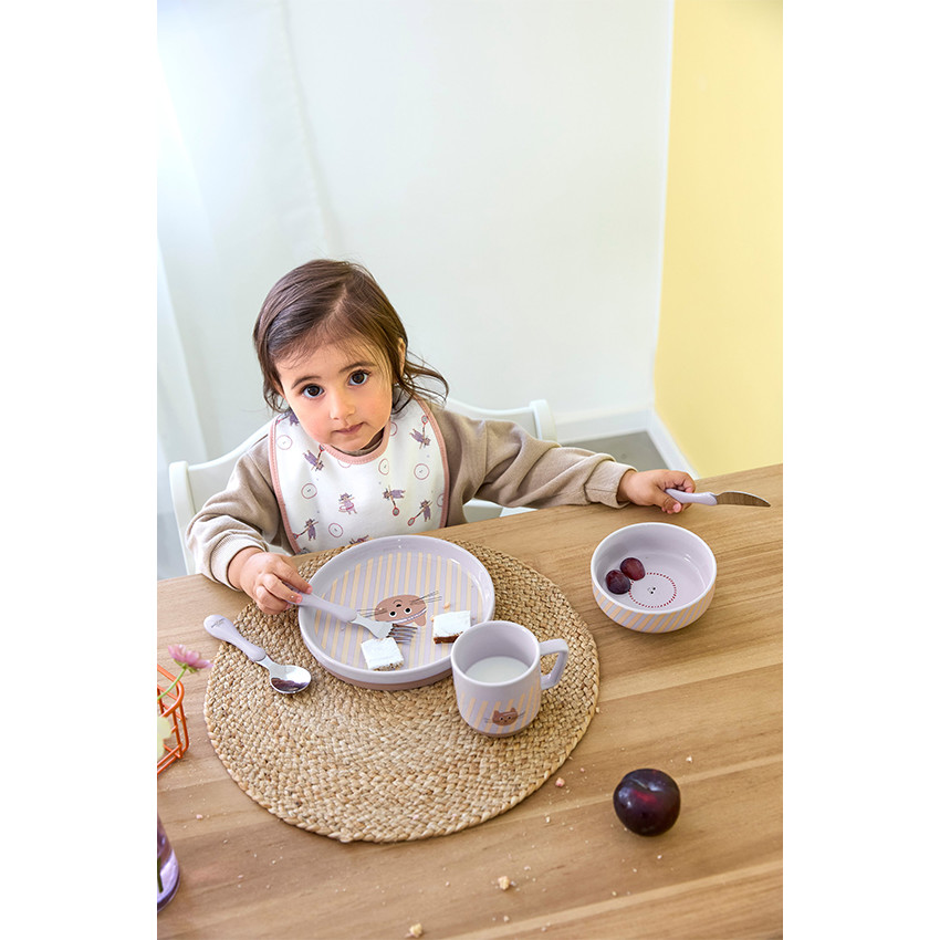 Lot de 5 bavoirs imperméable coton bio Tiny Team Chat 