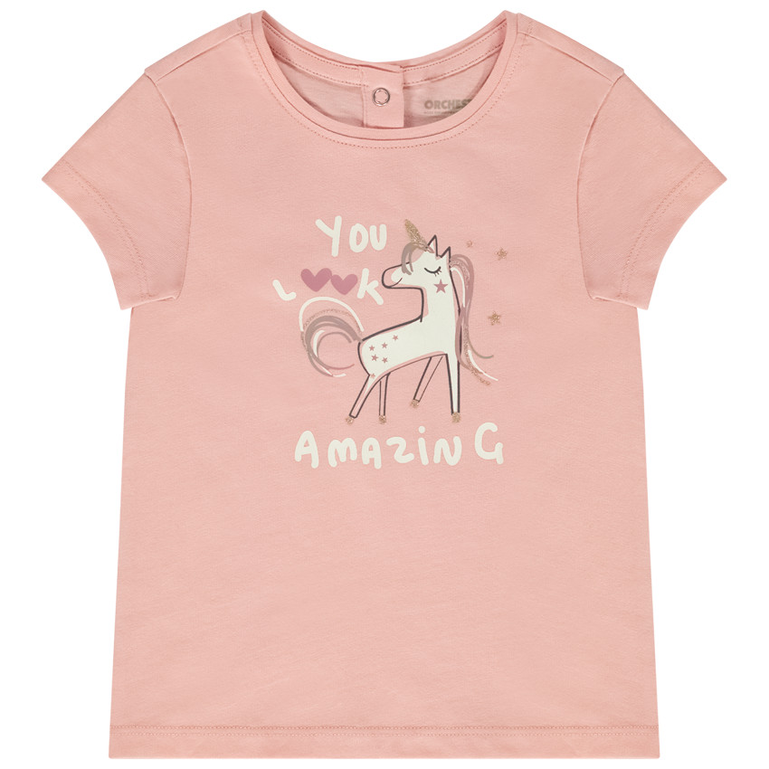 T-shirt manches courtes en jersey avec print fantaisie pour bébé fille