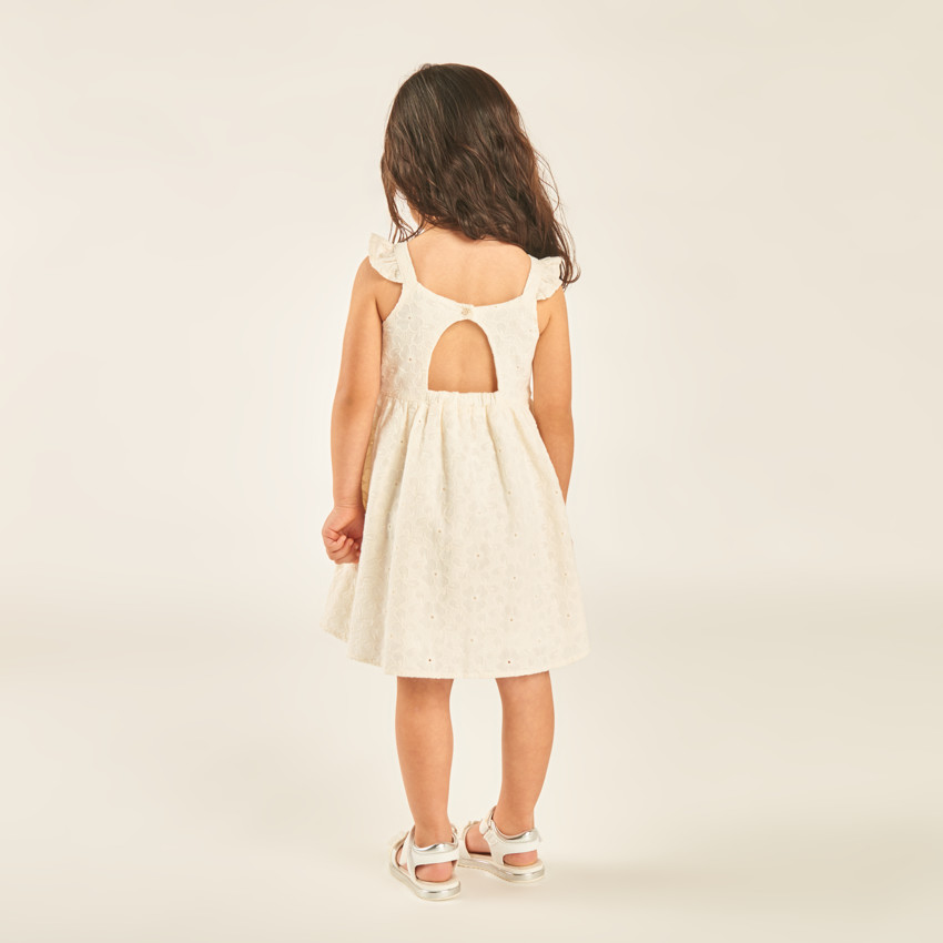 Robe à bretelles en broderie anglaise avec dos ajouré pour bébé fille 