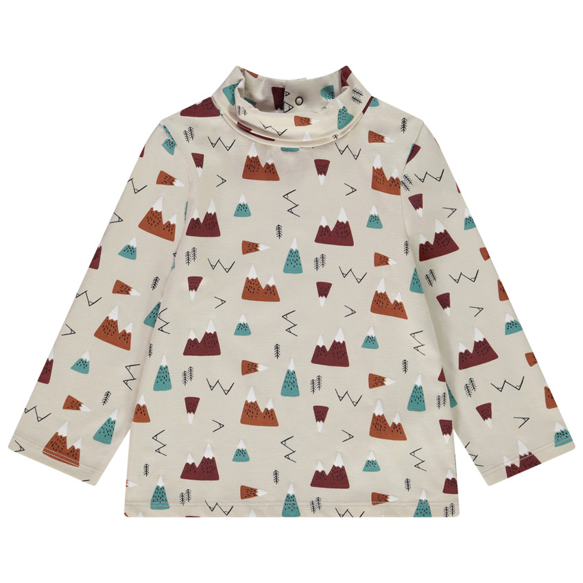 Sous-pull col cheminée en jersey imprimé montagnes pour bébé garçon