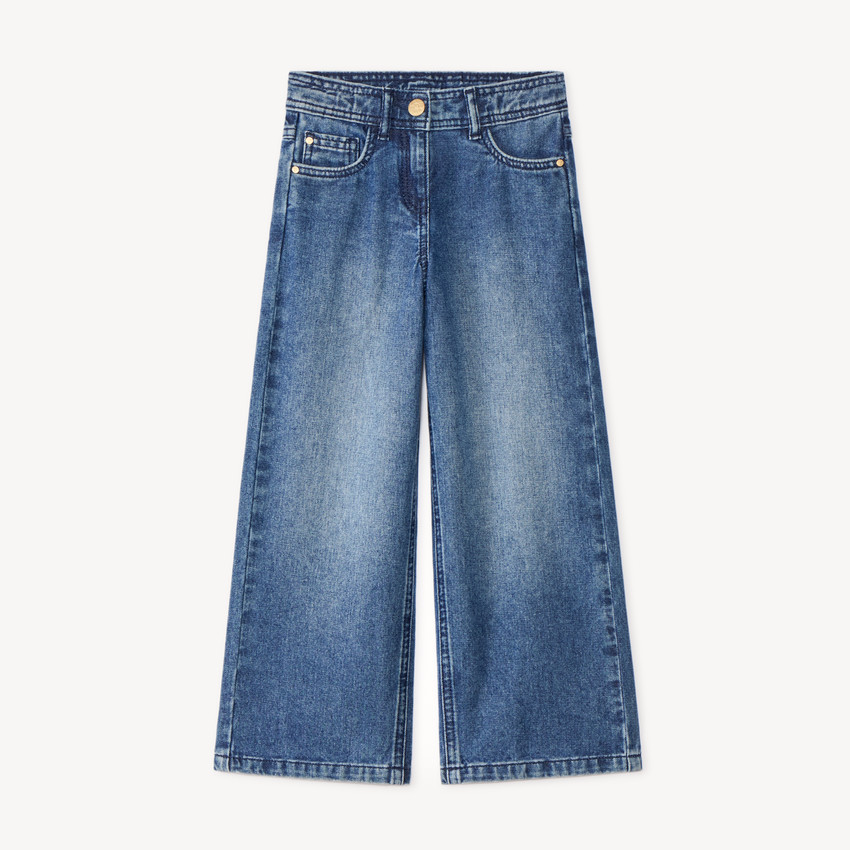 Jean large en denim bleu stone pour fille  