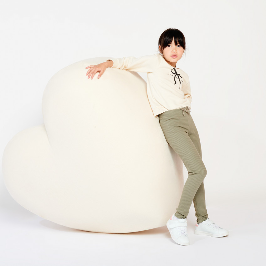 Caleçon long uni en maille côtelé avec nœud pour fille 