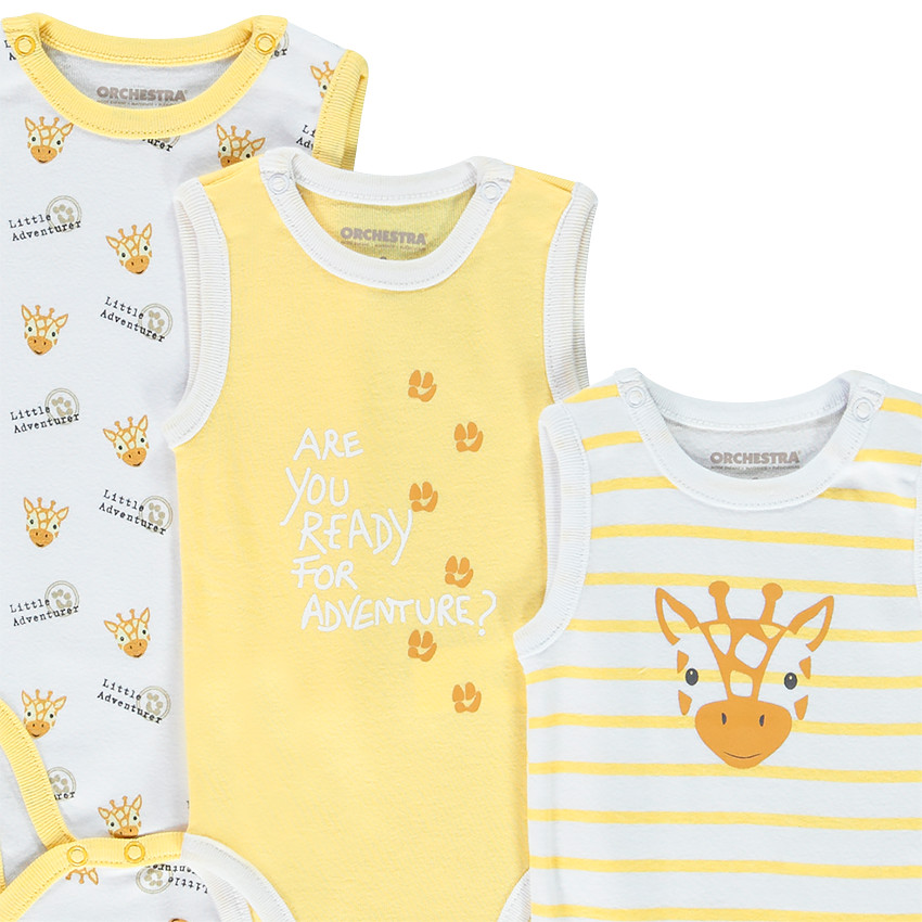 Lot de 5 bodies imprimé girafes pour bébé garçon 
