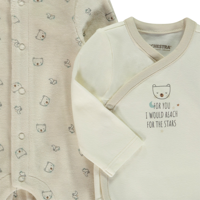 Set naissance 3 pièces motif ourson pour bébé 