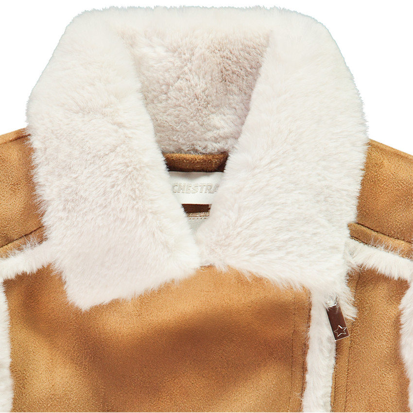 Veste perfecto sans manches effet fausse fourrure pour fille 