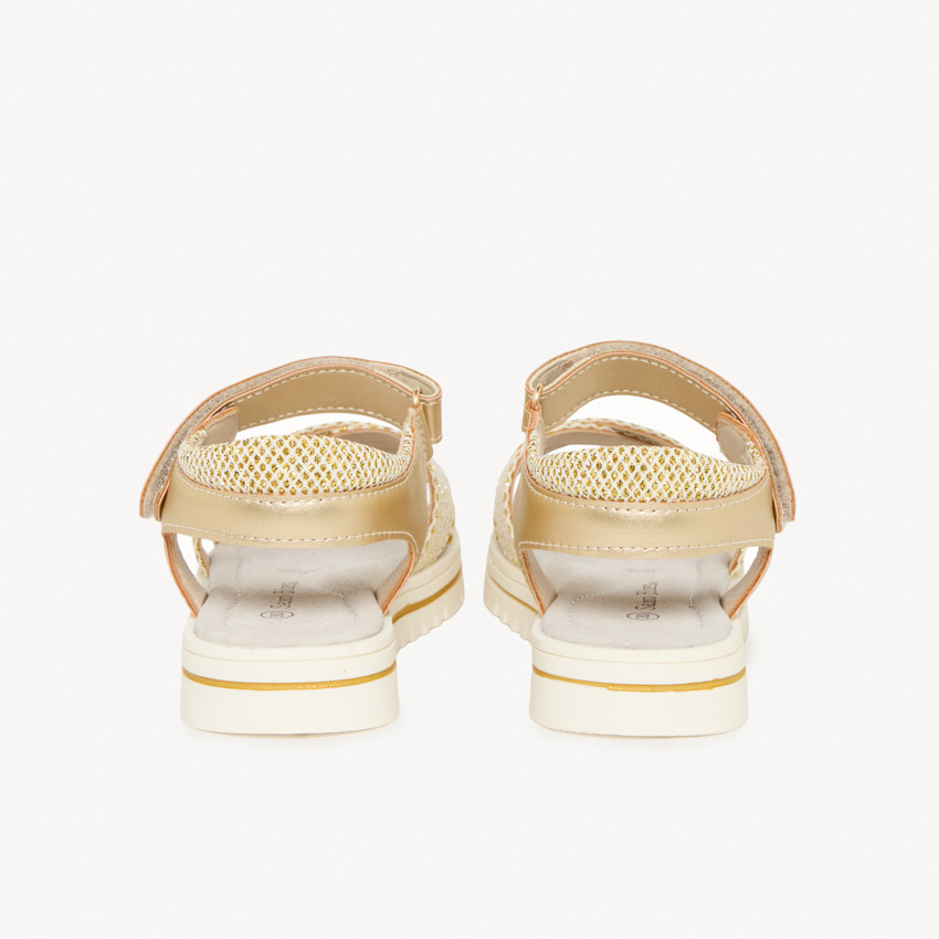 Sandales dorées à brides croisées effet peau de serpent pour fille 