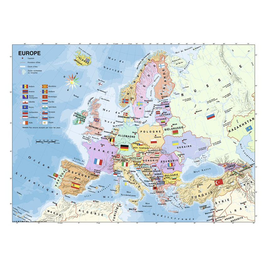 Puzzle 200 Pièces XXL Carte d'Europe 