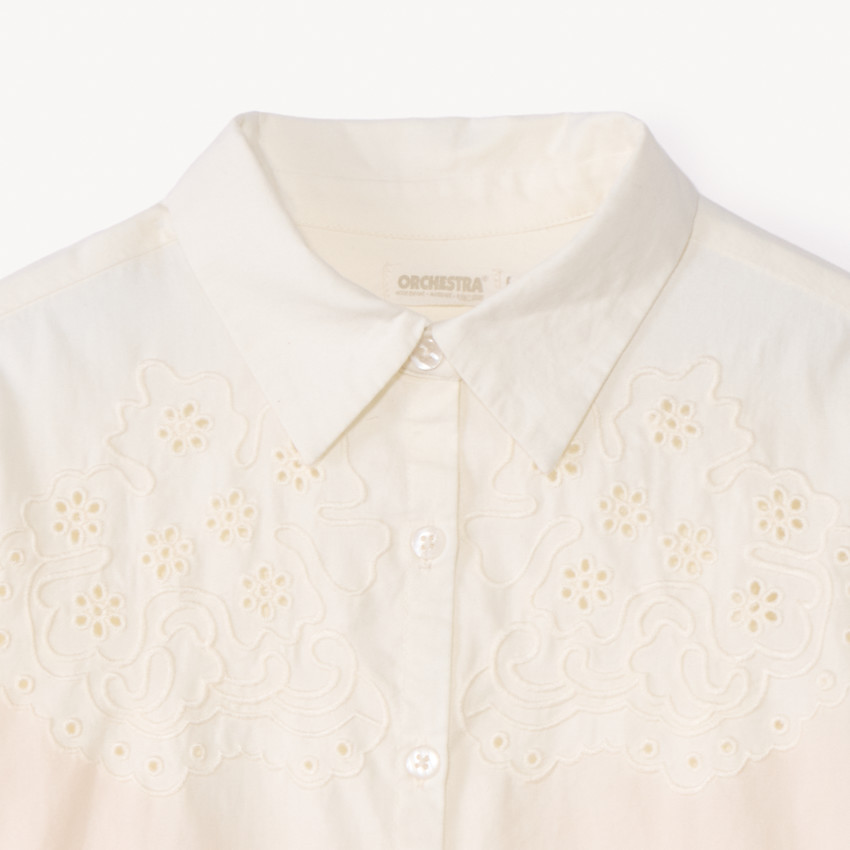 Chemise manches longues à broderie anglaise pour fille  