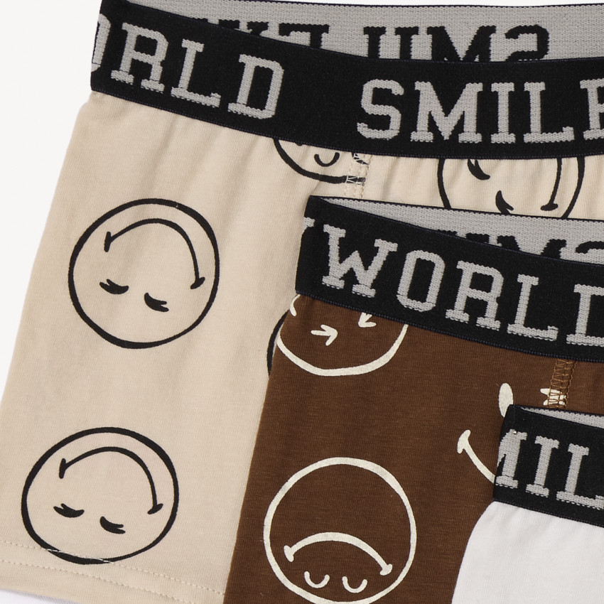 Lot de 3 boxers fantaisies Smiley pour garçon  