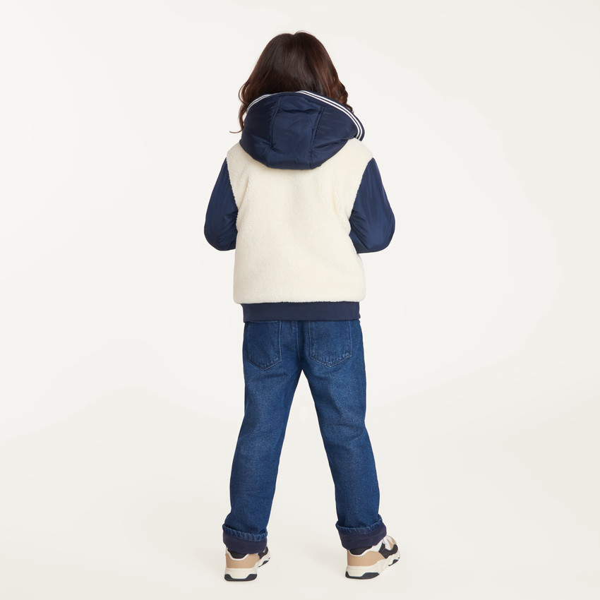 Blouson garçon à capuche bi-matière 