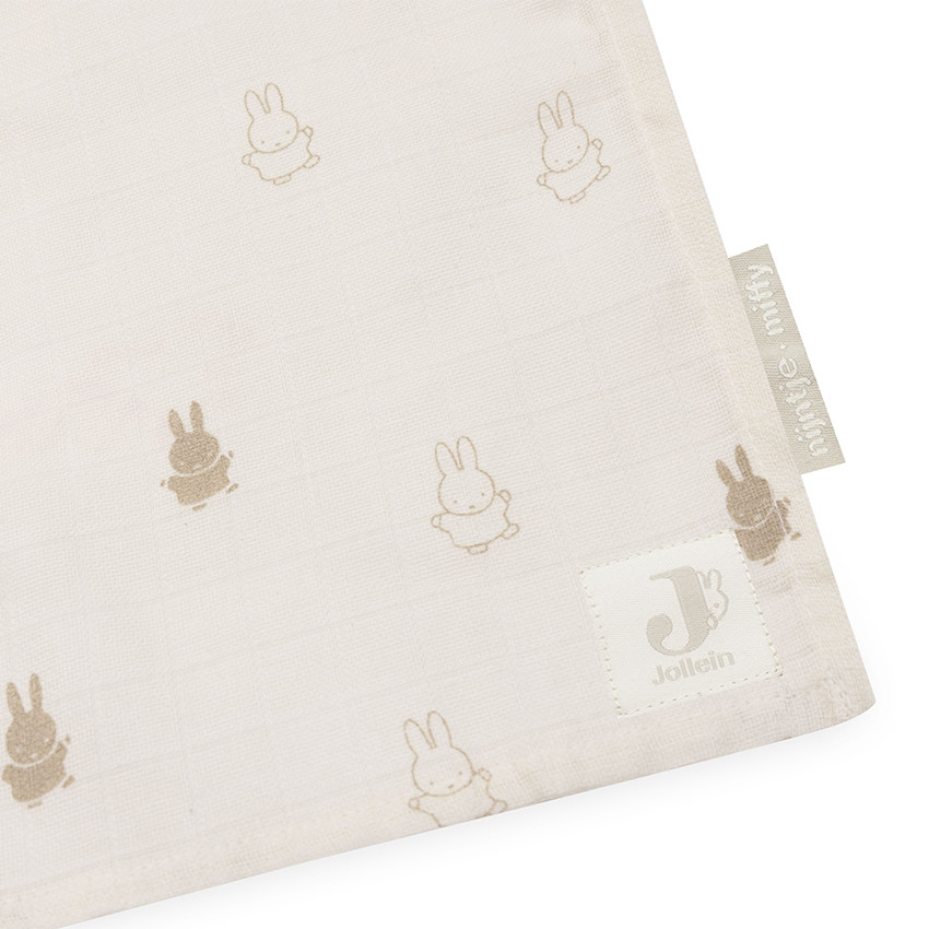 Lot de 2 langes en gaze de coton 115 x 115 cm Happy Miffy nougat 
