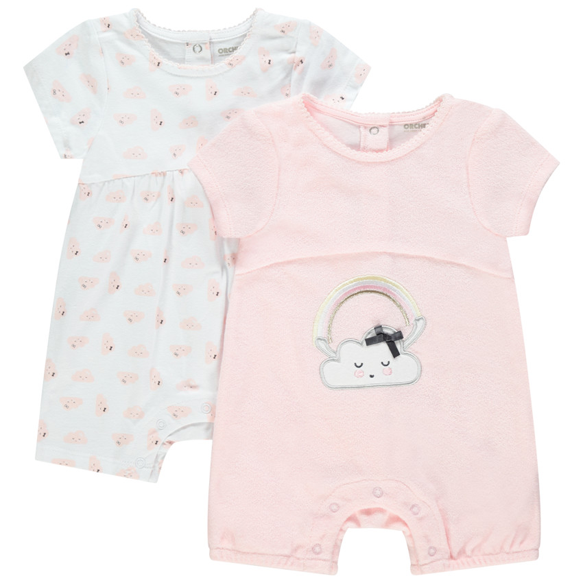 Lot de 2 combinaisons courtes à motifs nuages 