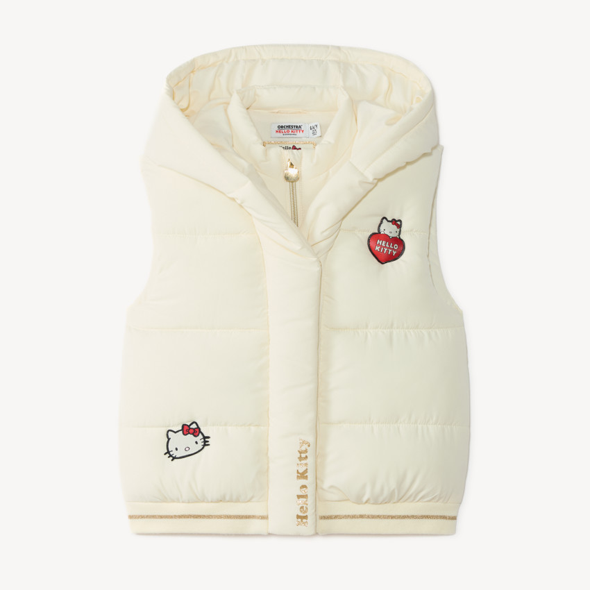 Doudoune fille sans manches à capuche patch Hello Kitty