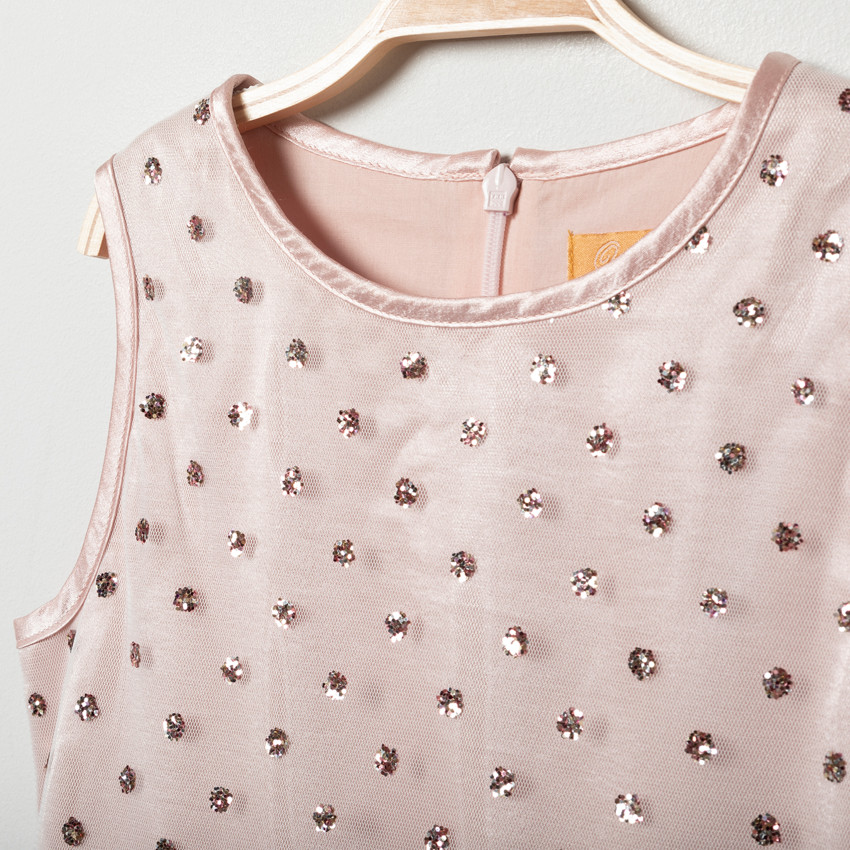 Robe de fêtes sans manches en tulle à paillettes pour enfant fille 