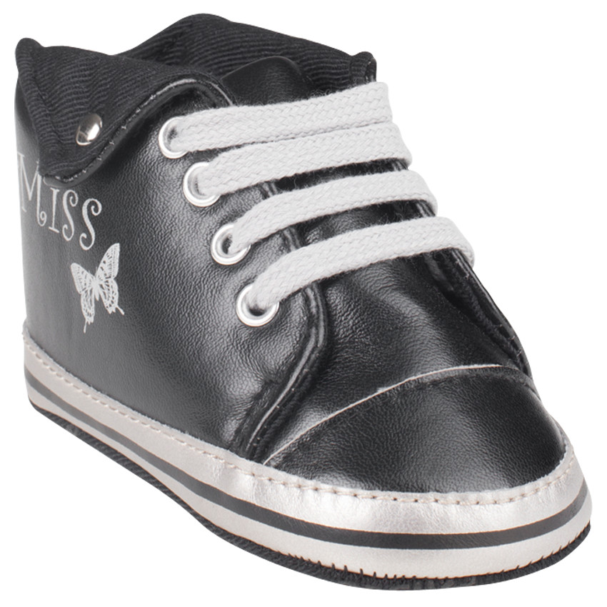 Babies noires montantes à revers et lacets