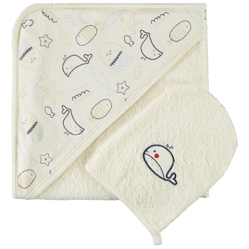 Set de bain 2 pièces motif baleine pour bébé 