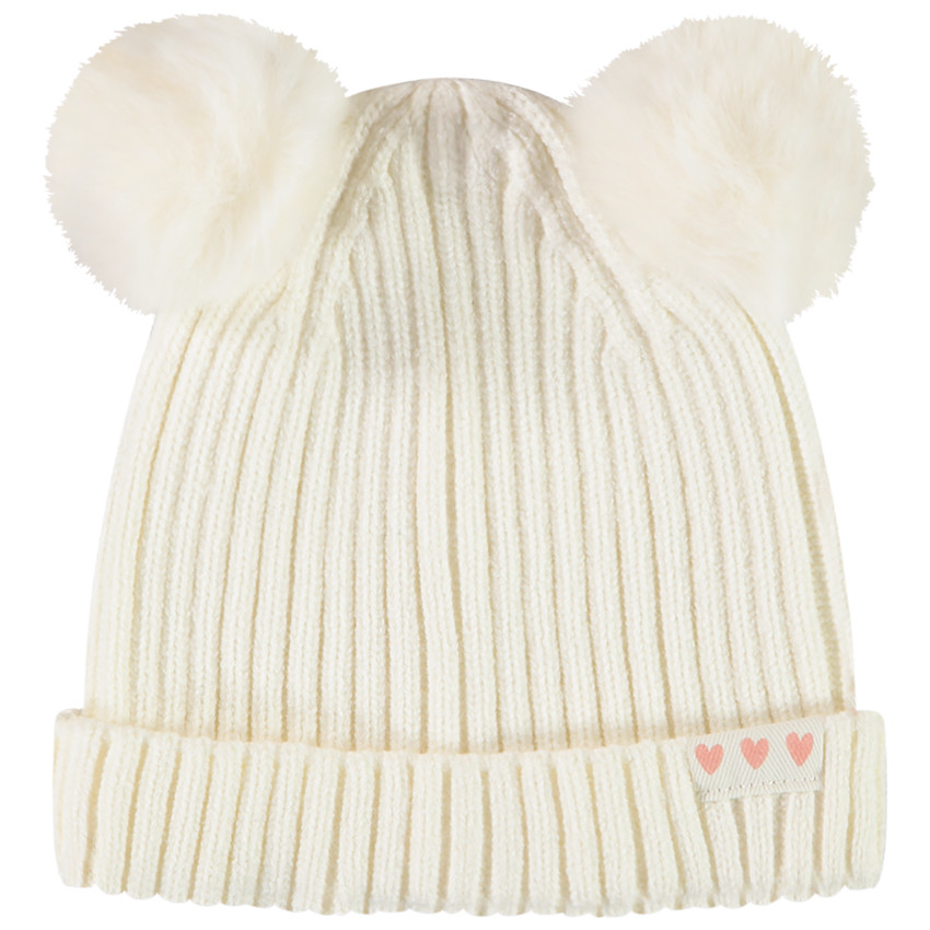 Bonnet en tricot avec pompons pour bébé fille 