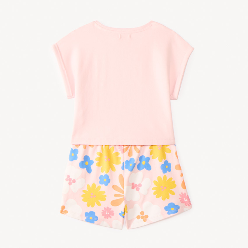 Ensemble court 2 pièces imprimé fleuri pour fille  