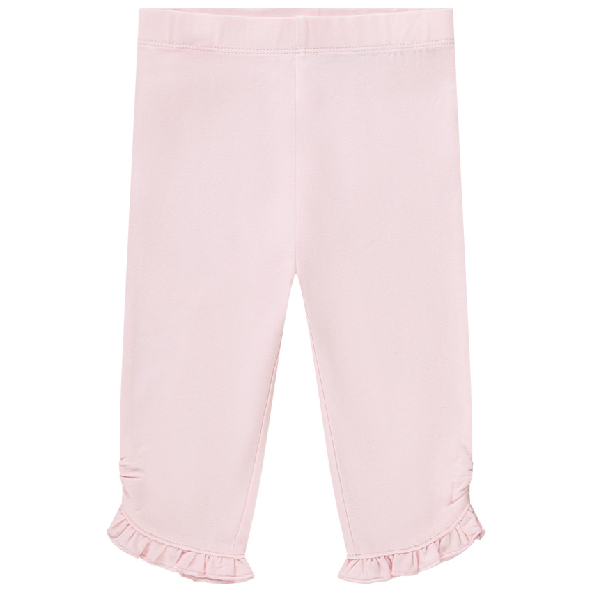 corsaire uni en jersey avec détails volantés pour bébé fille - rose