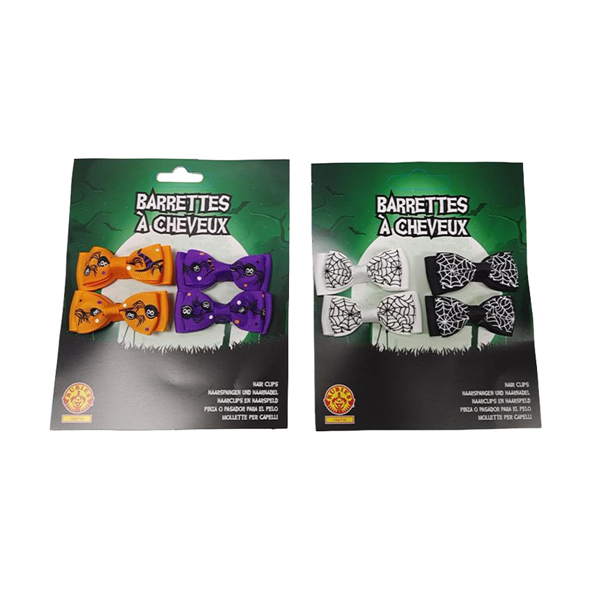 Lot de 4 barrettes nœuds Halloween (coloris aléatoire)