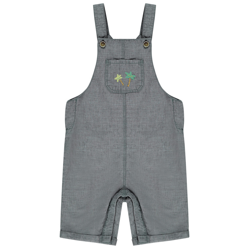 Salopette courte broderies palmiers pour bébé garçon