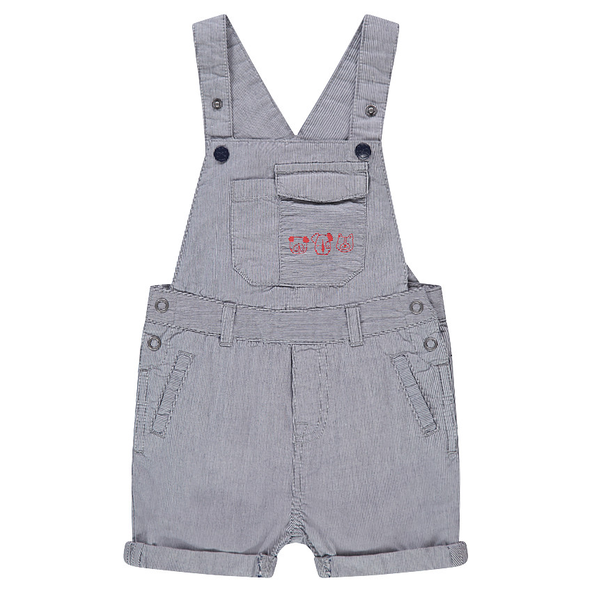 Salopette courtes à micro rayures et animaux printés 