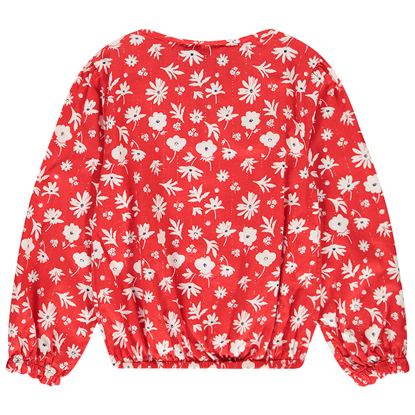Blouse en twill scintillant imprimé fleurs pour fille 