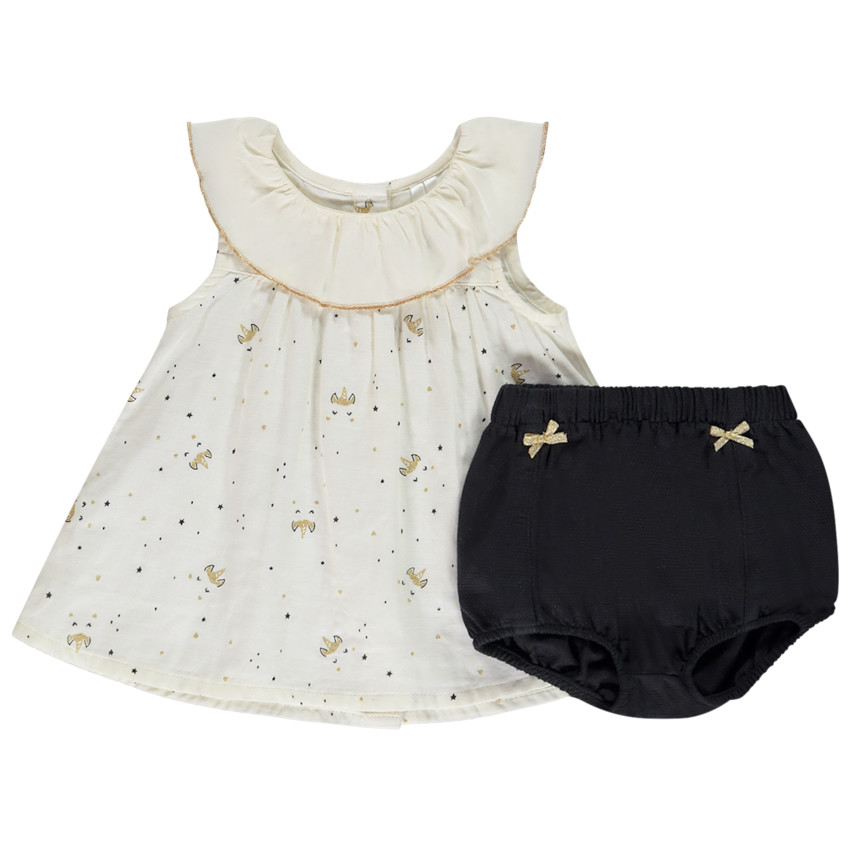 Ensemble 2 pieces avec robe imprime licornes pour bebe fille
